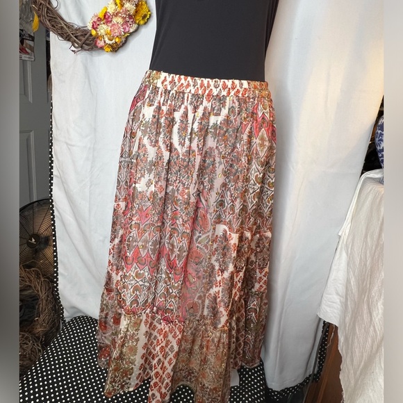 NWOT Anthropologie RD & Koko Multi Print Tiered Midi Skirt Size Medium - Picture 4 of 8